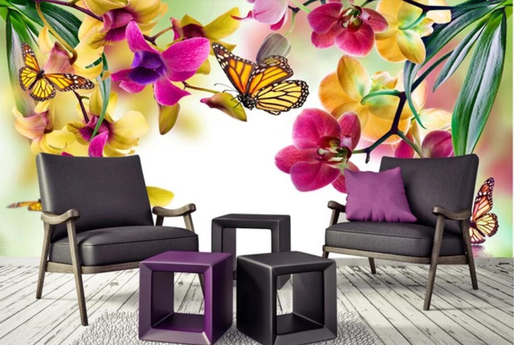 3D Full-bodied Flowers And Butterflies 1108 Wall Murals