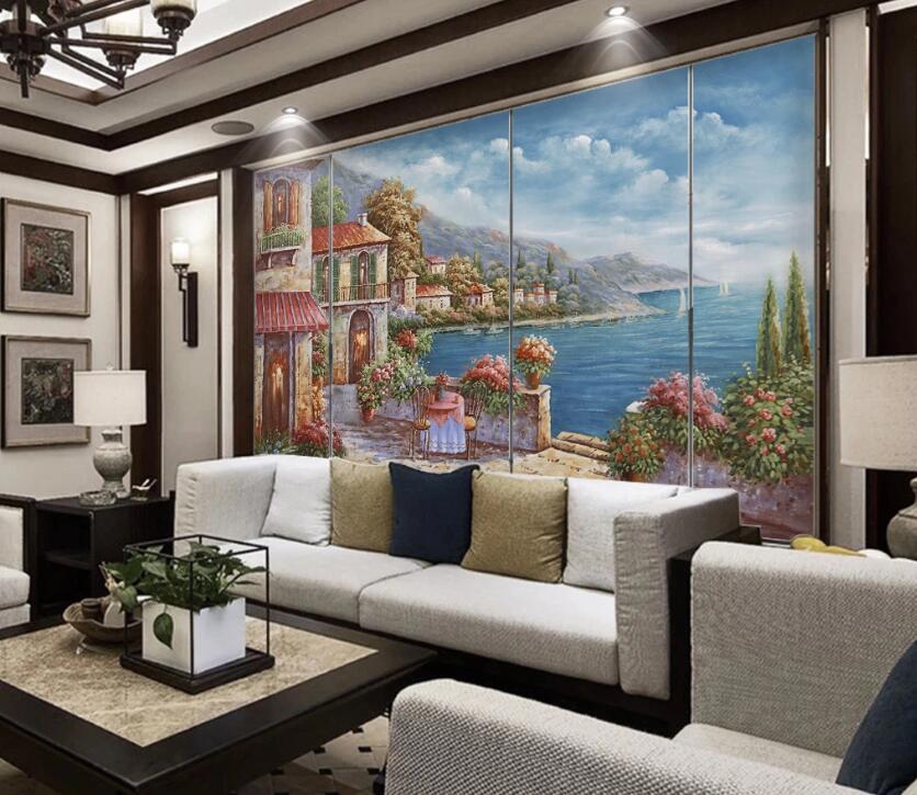 3D Retro Beautiful Garden Town 1225 Wall Murals