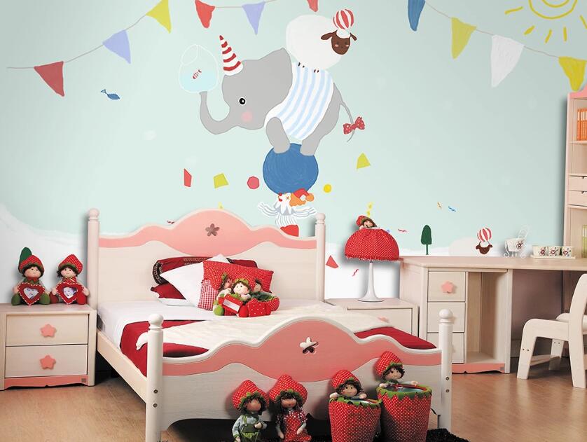 3D Cute Animated Elephant 1172 Wall Murals