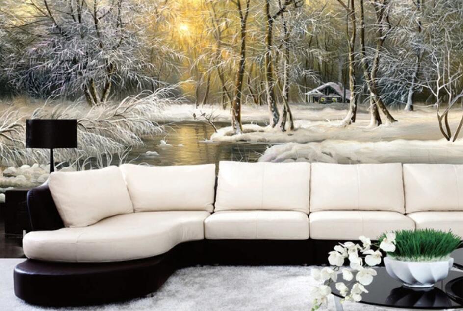 3D Snow Forest Sunshine 1094 Wall Murals