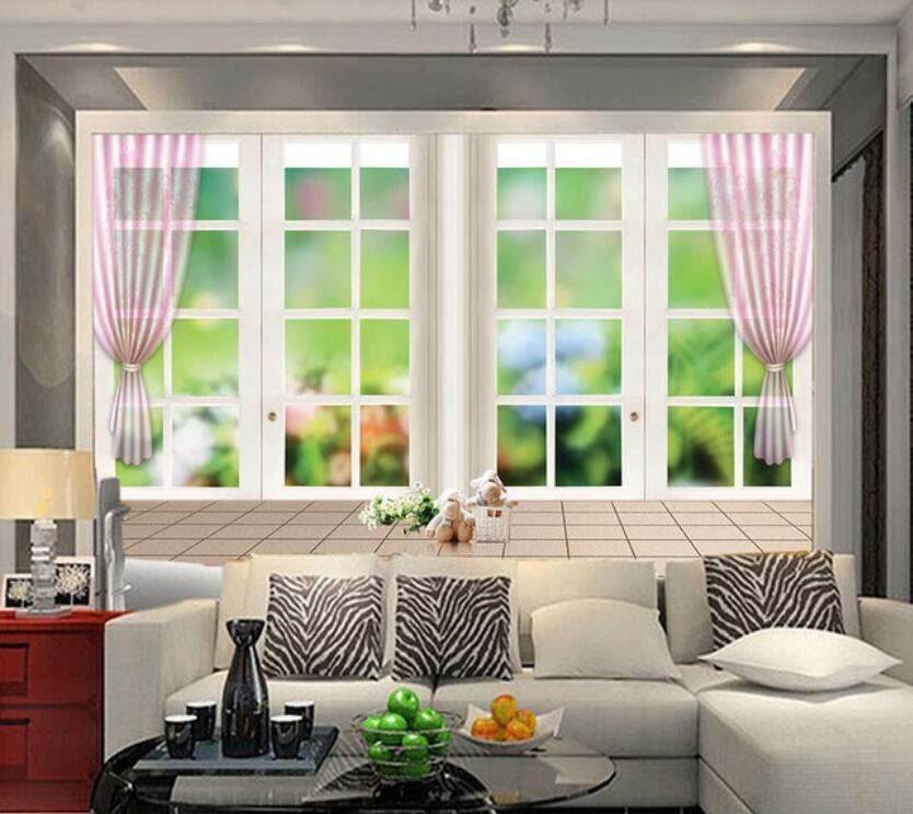 3D Hazy Green Outside The Window 1757 Wall Murals