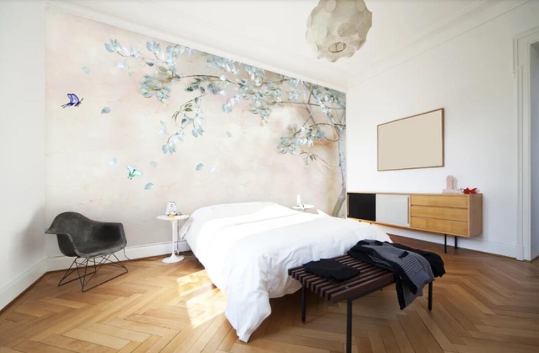 3D Elegant Light Blue Falling Flowers 1811 Wall Murals