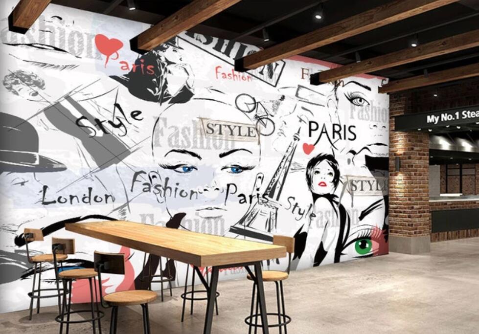 3D Fashion Paris 1817 Wall Murals