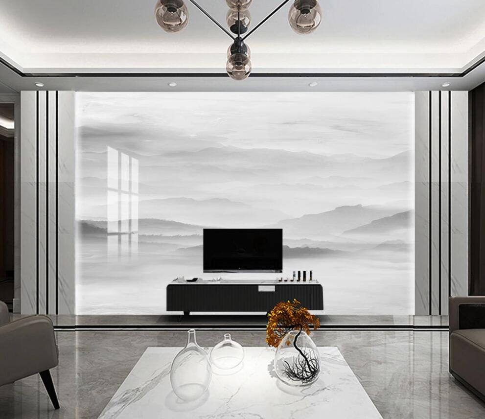 3D Pale Ink Mist 1348 Wall Murals