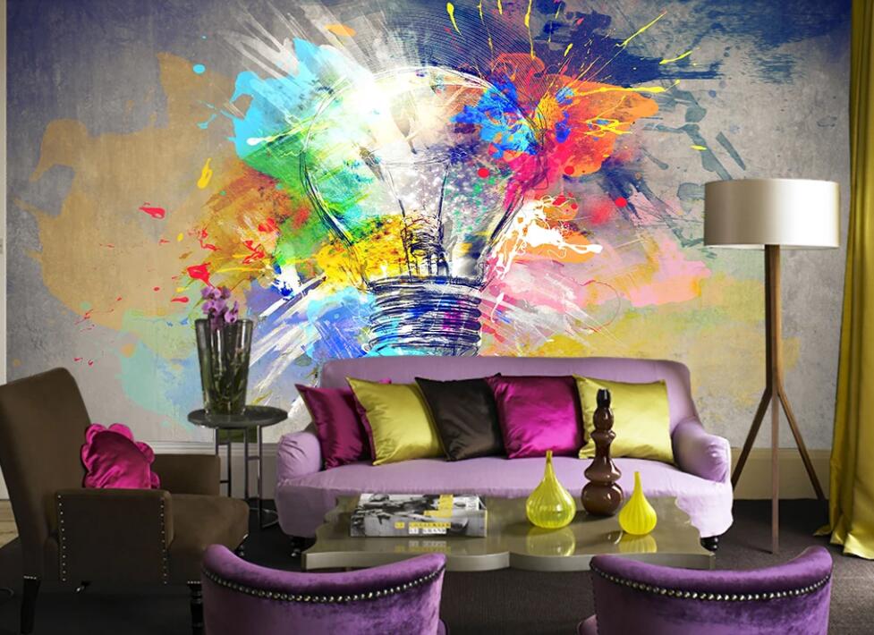 3D Color Paint Outside The Bulb 1843 Wall Murals