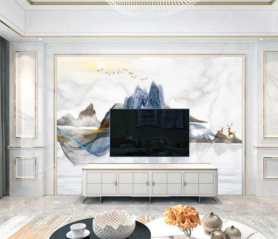 3D Deep Blue Mountains 1321 Wall Murals