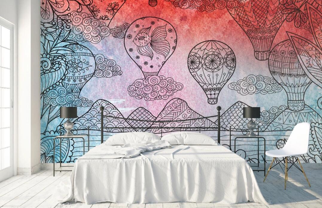 3D Light Outlined By Black Lines 1861 Wall Murals