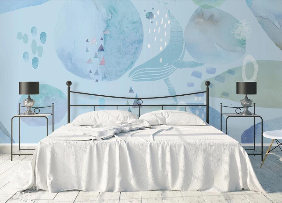 3D Light Blue World 1871 Wall Murals