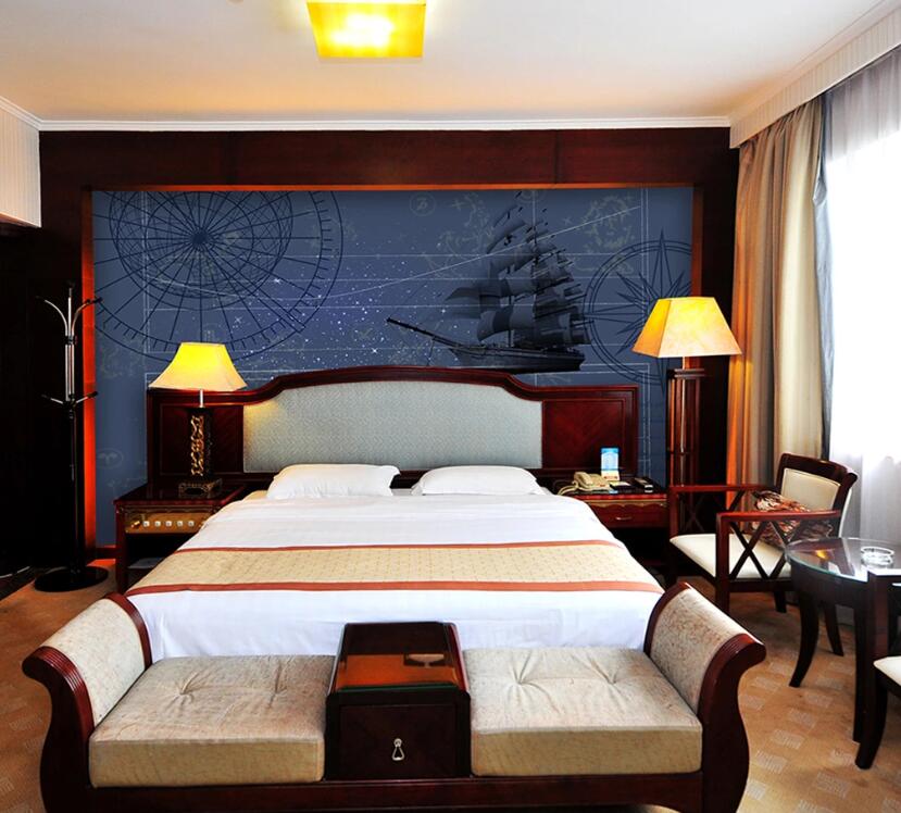 3D Sailing In Deep Blue 1860 Wall Murals