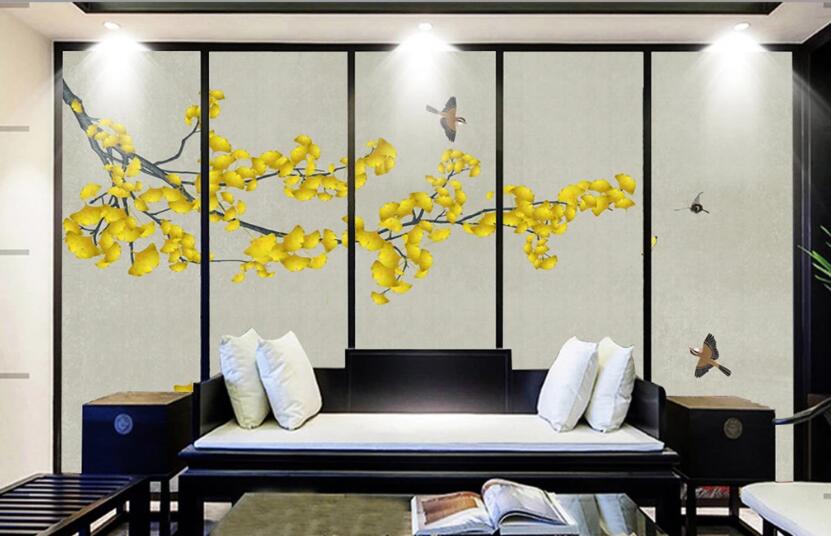 3D Bright Yellow Flowers 1866 Wall Murals