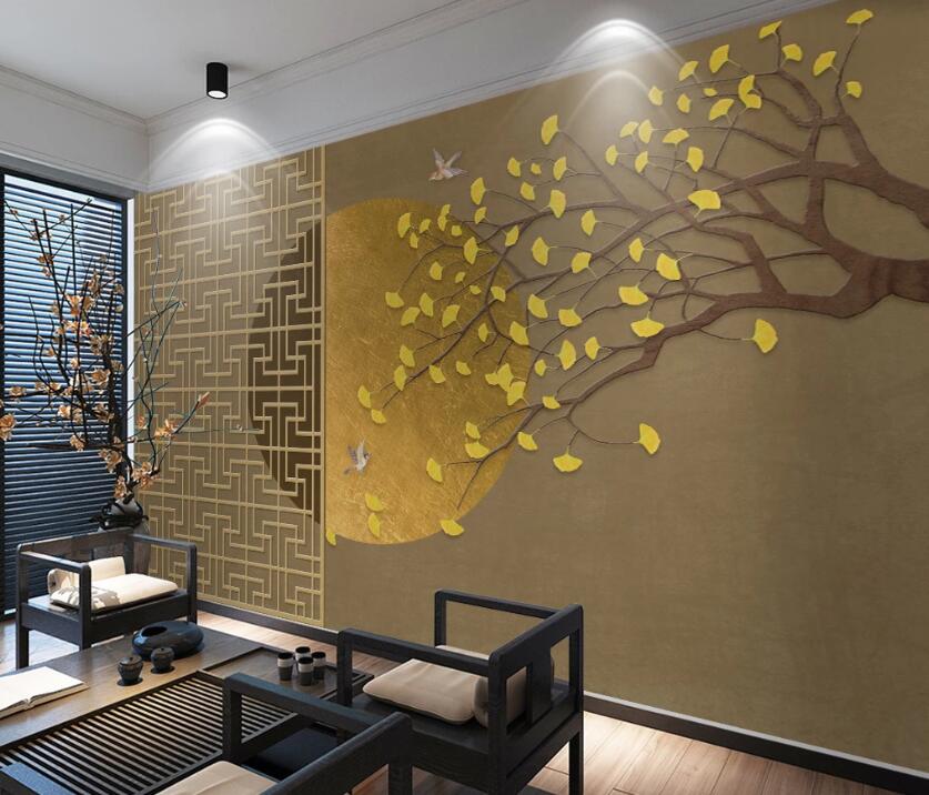 3D Yellow Fallen Leaves 1994 Wall Murals