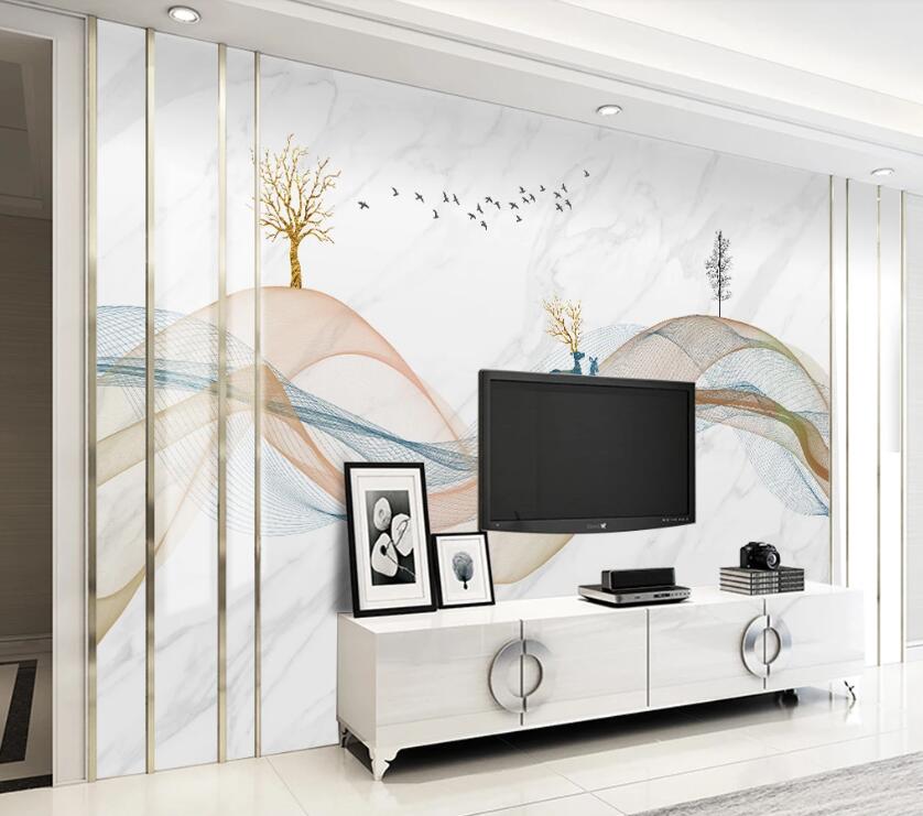 3D Two Blue Deer 1977 Wall Murals