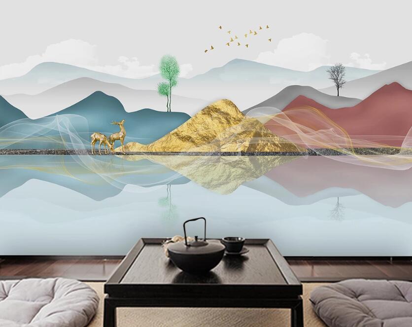 3D Three Colors Of Rolling Mountains 1975 Wall Murals