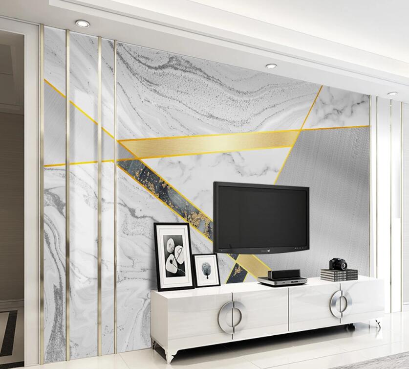 3D Gold And Black Line Cutting 1967 Wall Murals
