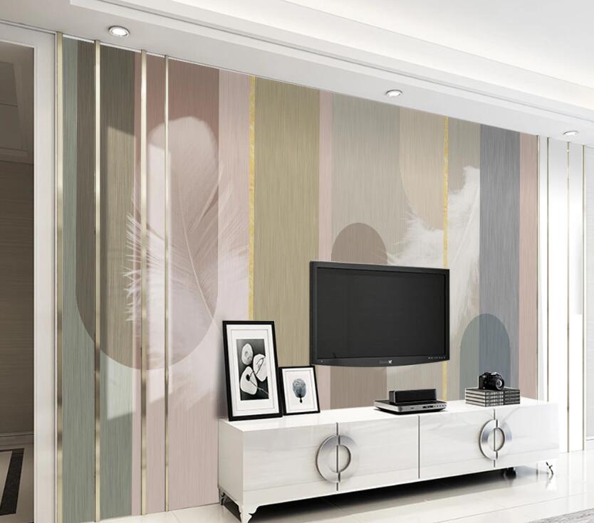 3D Faint Feathers Under Morandi's Color 1964 Wall Murals