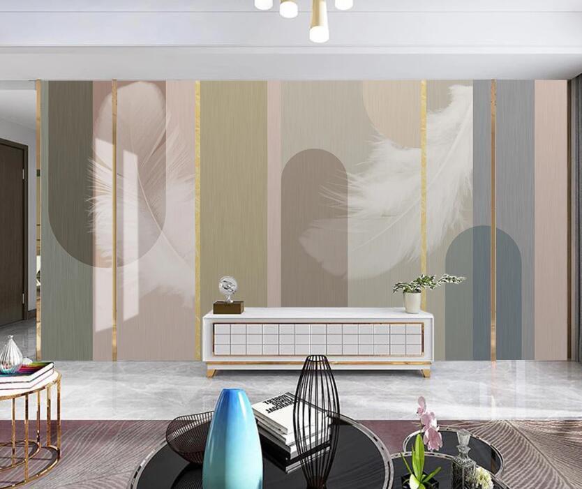 3D Faint Feathers Under Morandi's Color 1964 Wall Murals