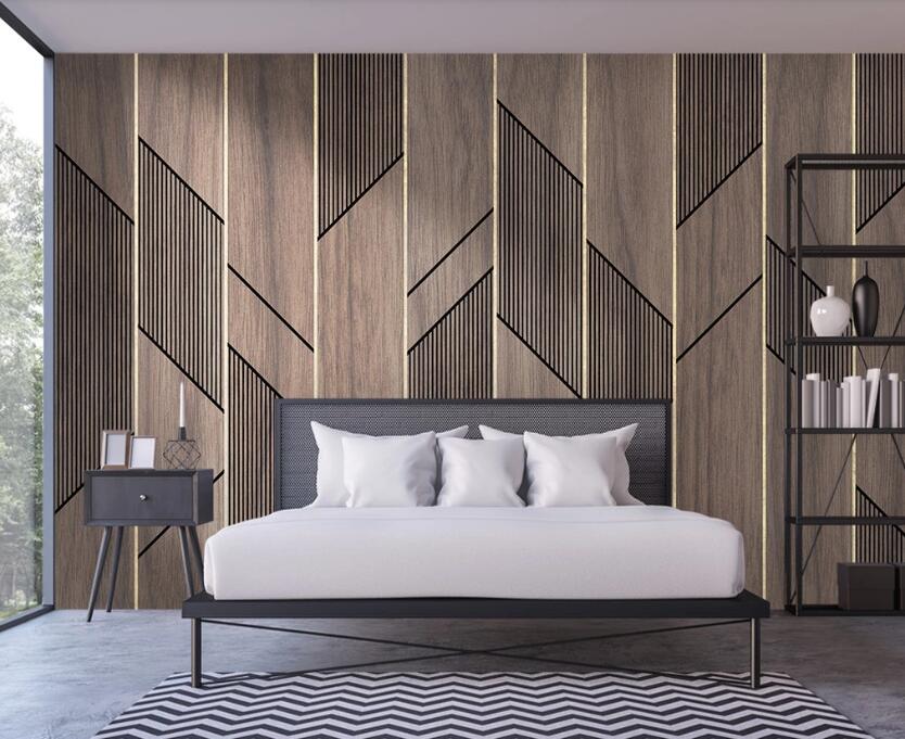 3D Wood Grain Geometric Transfer 1949 Wall Murals