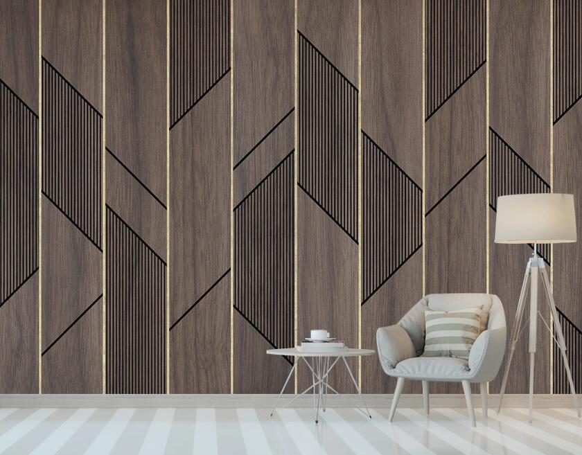 3D Wood Grain Geometric Transfer 1949 Wall Murals