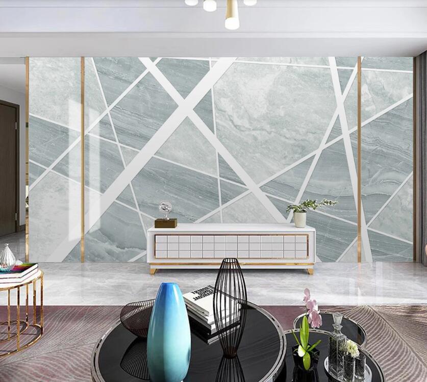 3D Light Gray Cut Staggered 1907 Wall Murals