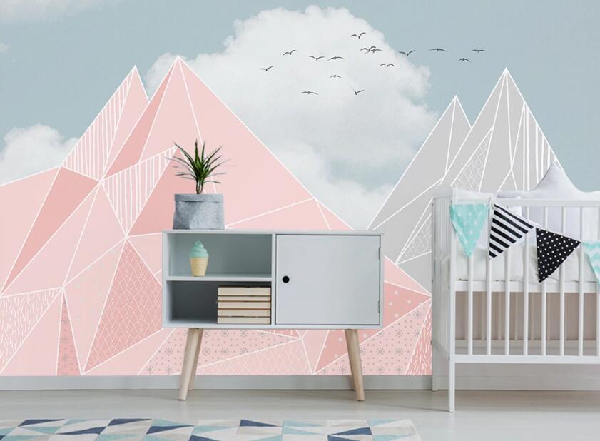 3D Pink And Gray Boulder Mountains 1894 Wall Murals