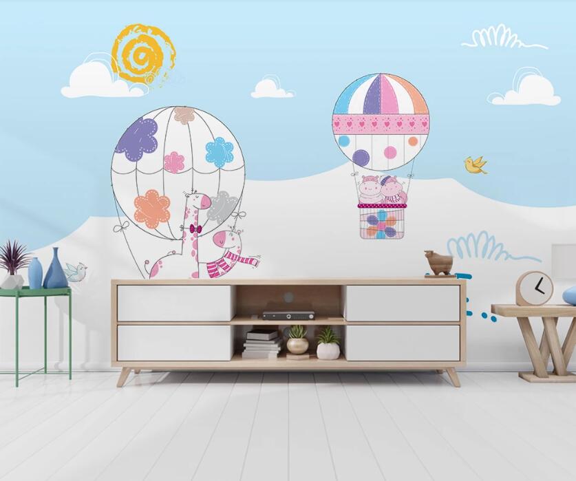 3D Colorful Childlike Hot Air Balloon 2312 Wall Murals