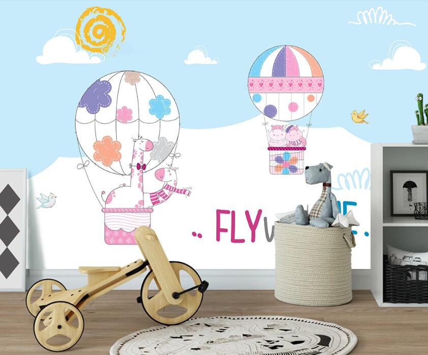 3D Colorful Childlike Hot Air Balloon 2312 Wall Murals