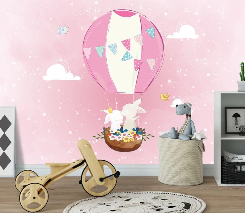 3D Pink Hot Air Balloon 2306 Wall Murals