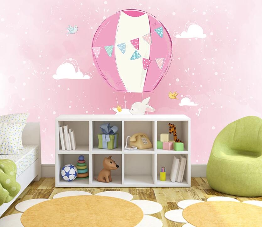 3D Pink Hot Air Balloon 2306 Wall Murals