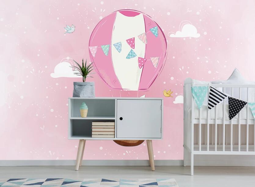 3D Pink Hot Air Balloon 2306 Wall Murals