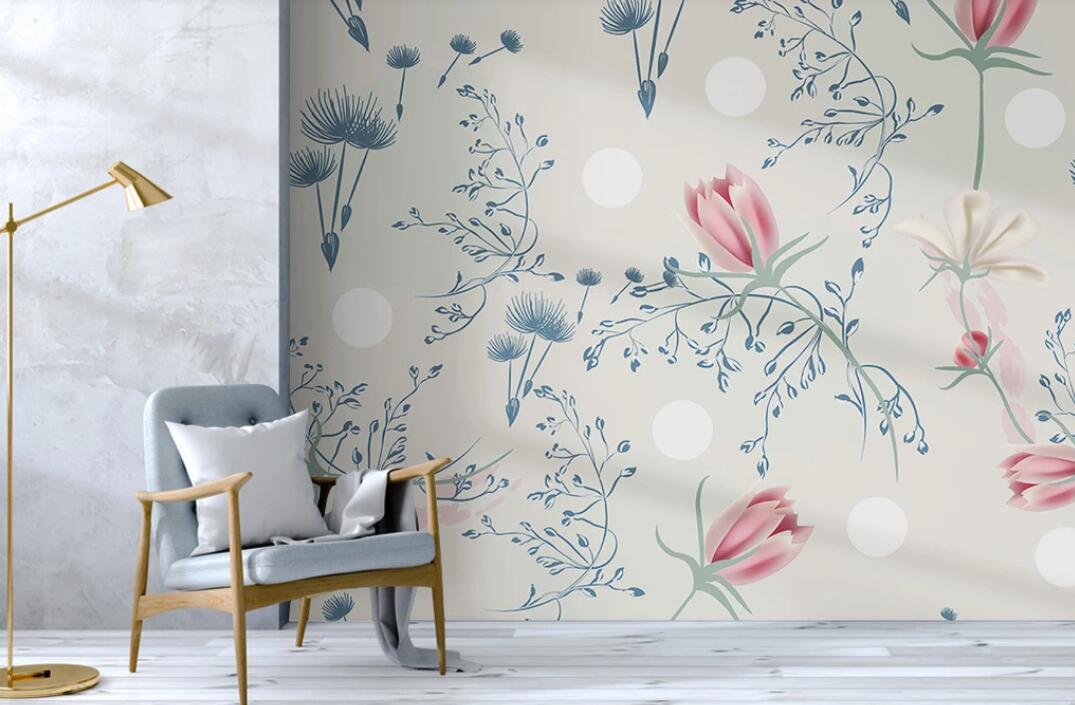 3D Light Red Flowers 2285 Wall Murals