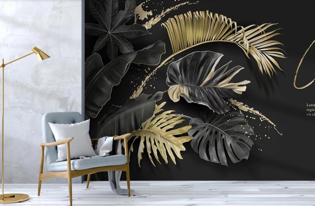 3D Golden Spread On The Leaves 2272 Wall Murals