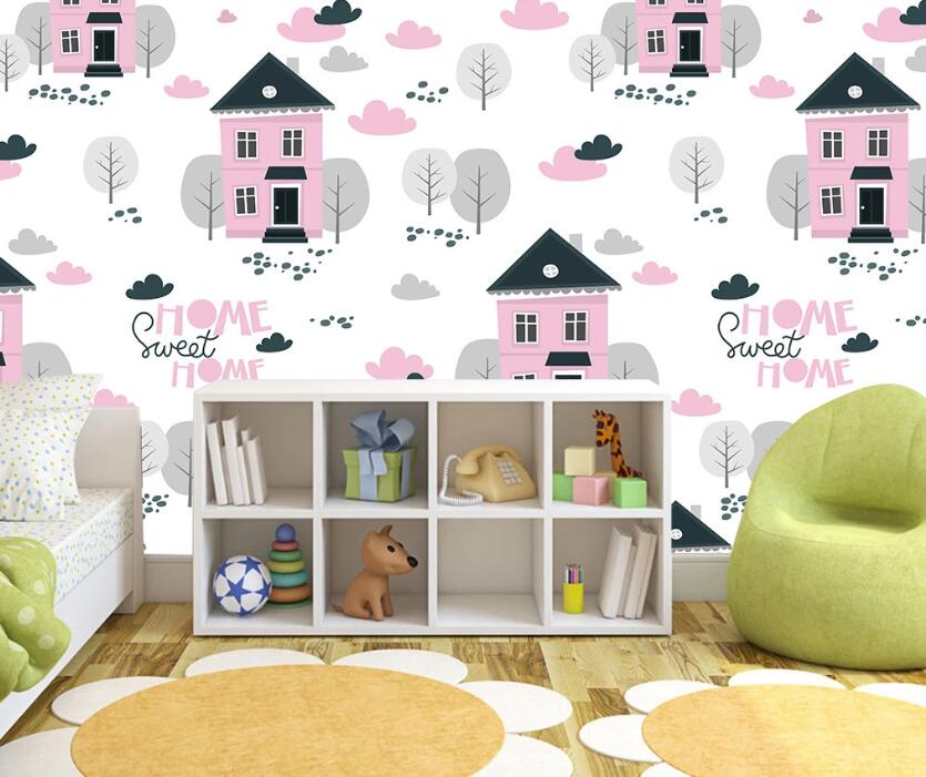 3D Pink Houses 2268 Wall Murals