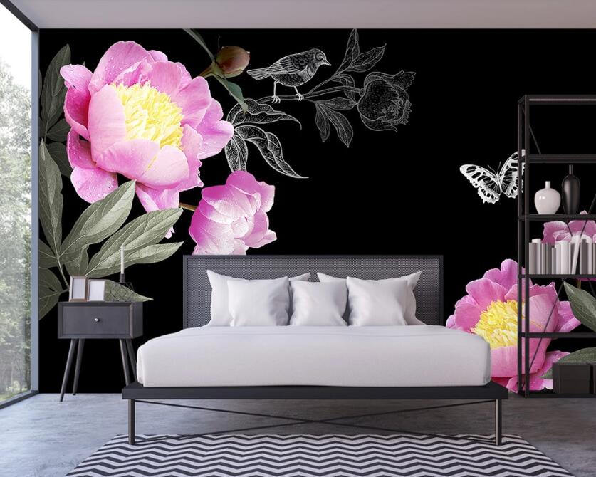 3D Beautiful Pink Big Flowers 2264 Wall Murals