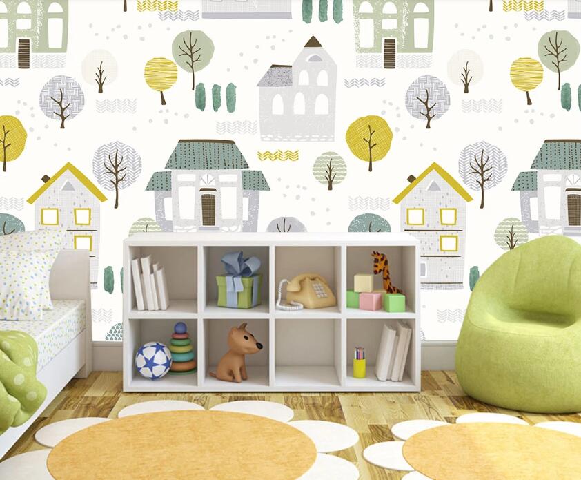3D Childlike Houses And Woods 2239 Wall Murals