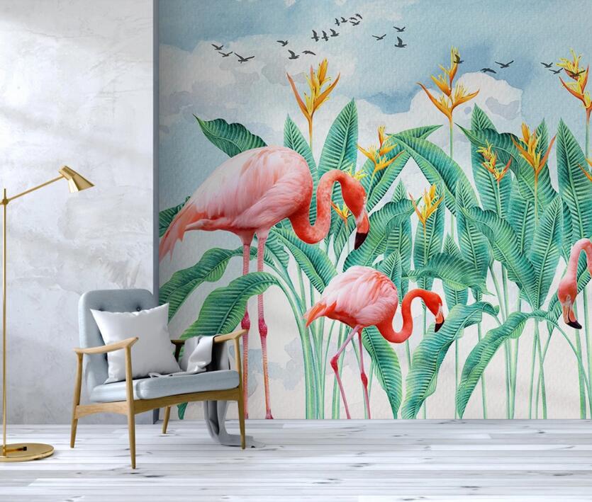 3D Three Elegant Flamingos 2223 Wall Murals