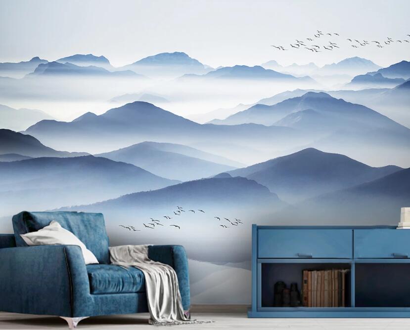 3D Blue Rolling Mountains 2209 Wall Murals