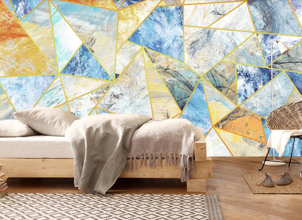 3D Colorful Bright Triangle Stitching 2185 Wall Murals