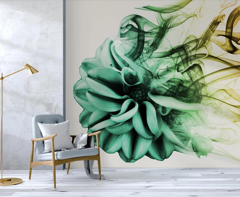 3D Drifting Deep Green 2174 Wall Murals