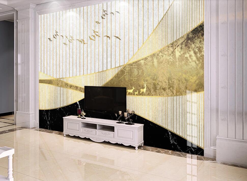 3D Golden Dazzling Lines 2164 Wall Murals