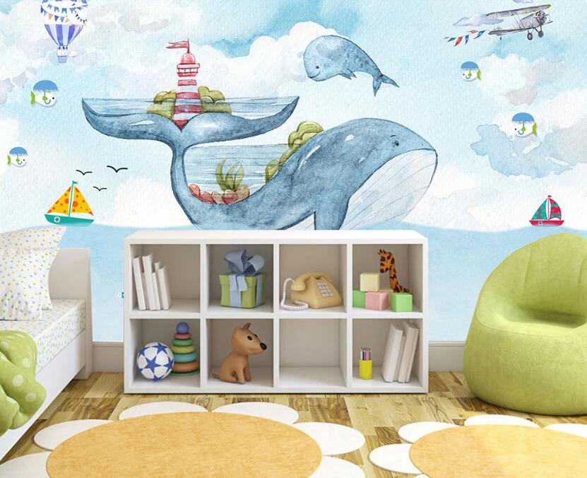 3D Fairy Tale Whale World 2130 Wall Murals