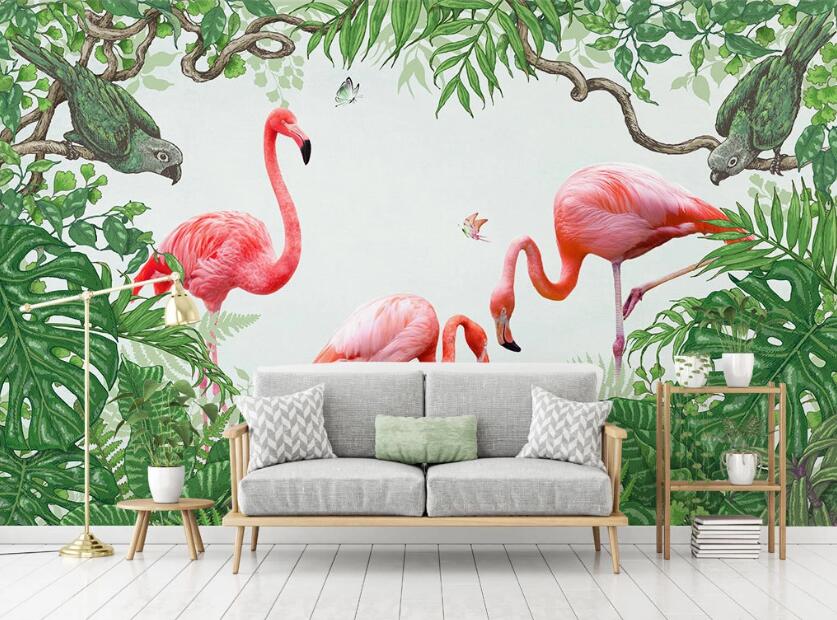 3D Three Beautiful Flamingos 2073 Wall Murals