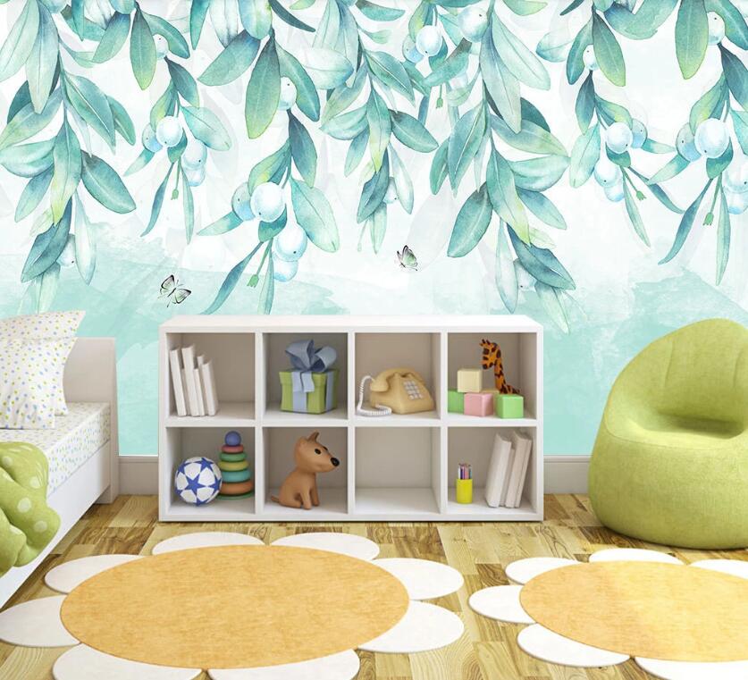 3D Spring Green Leaves 2064 Wall Murals
