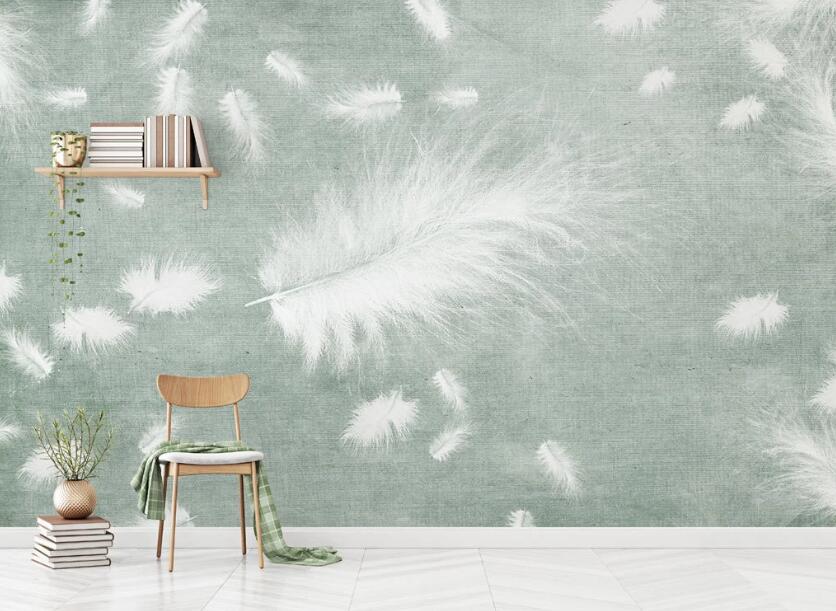 3D White Delicate Feathers 2041 Wall Murals