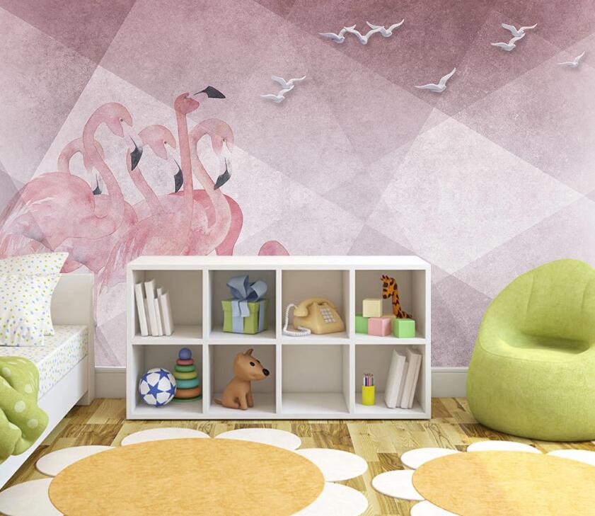 3D Pink Flamingo Team 2031 Wall Murals