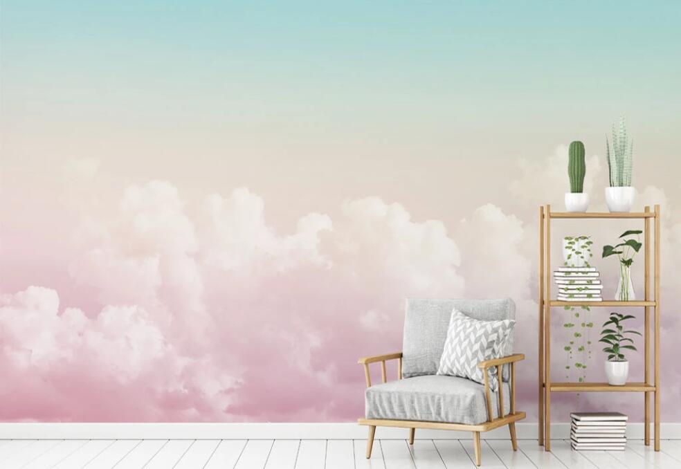 3D Pale Memory Clouds 2016 Wall Murals