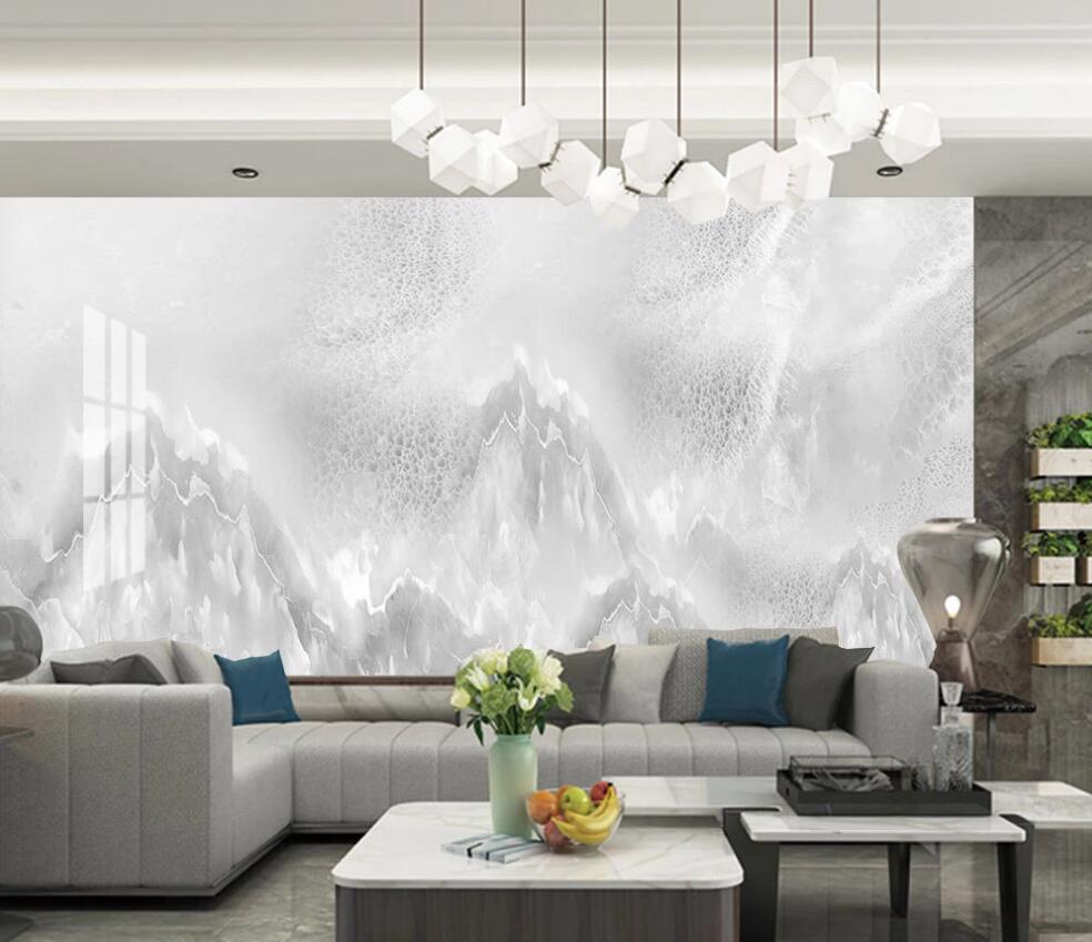 3D Grey Misty Mountain 1246 Wall Murals