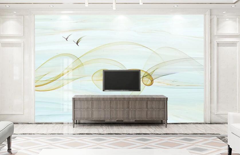 3D Yellow Thin Ribbon 2372 Wall Murals