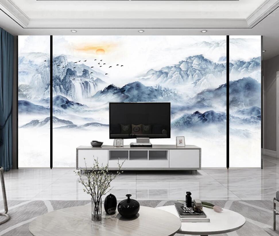 3D Rich Blue Mountains 1256 Wall Murals