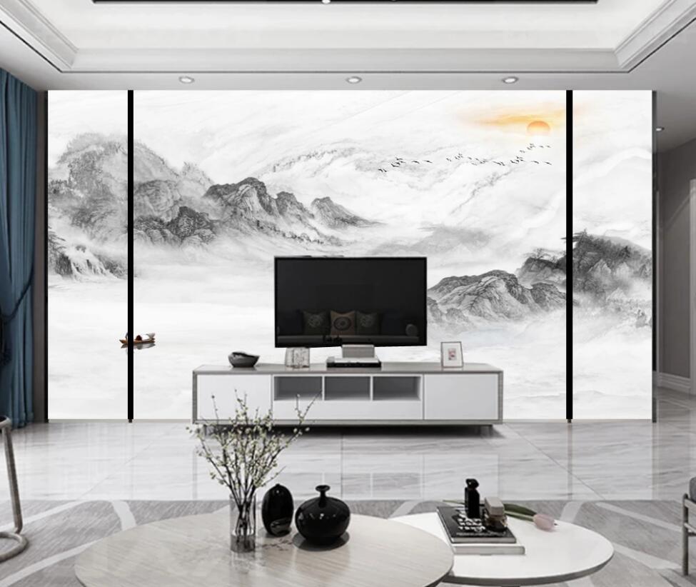 3D The Winding Beautiful Ink Mountains 1253 Wall Murals