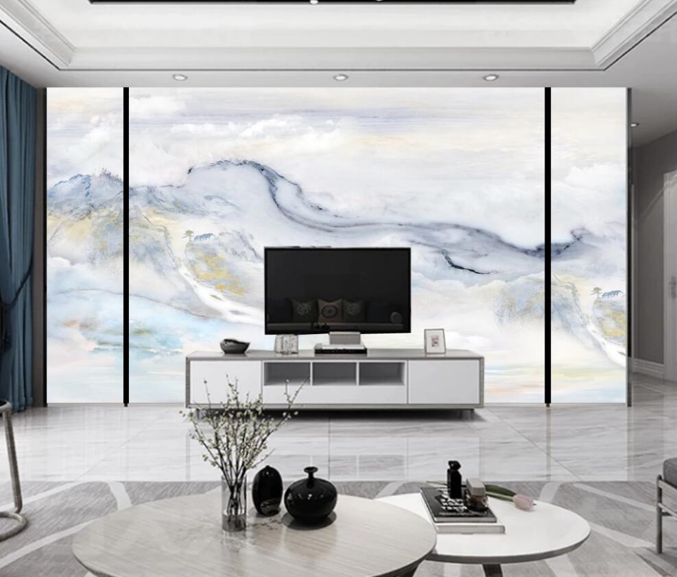3D Plain And Elegant Three-color Mountains 1249 Wall Murals